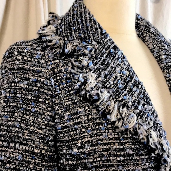 The Look Jackets & Blazers - NWT Black/Blue/White/Gold Tweed Long Jacket Sz M
